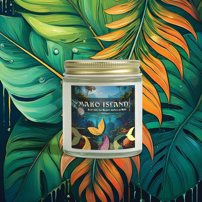 Scented Candles - Mako Island Mermaids Tropical Colors Coconut Apricot Wax (4oz, 9oz)