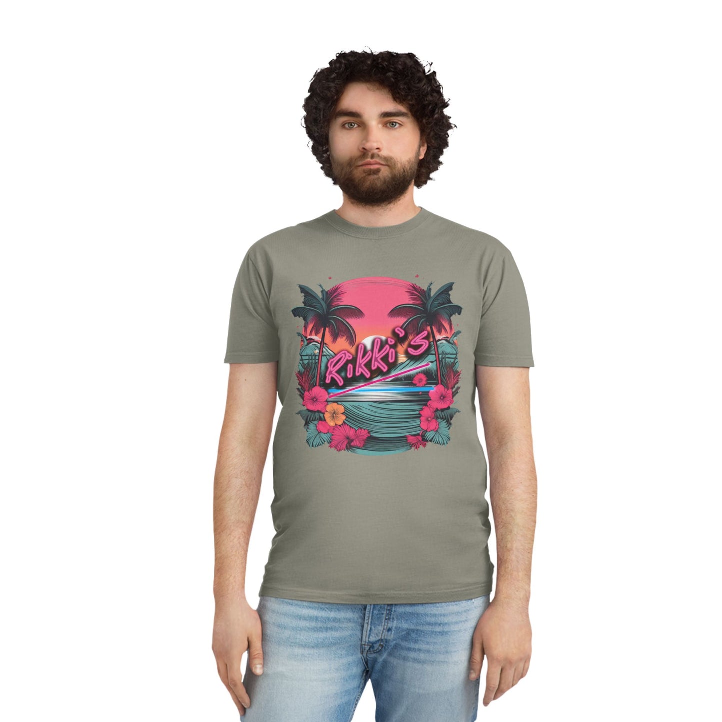 T-Shirt - Rikki's Cafe Logo Floral Tropical Vibe Unisex Faded Shirt