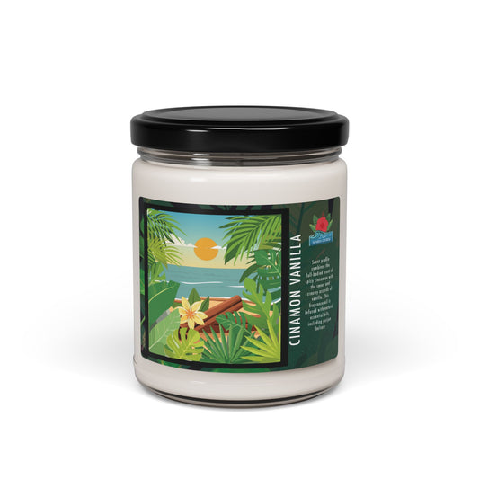 Soy Candle - Vanilla and Cinnamon Beach Scent, 9oz