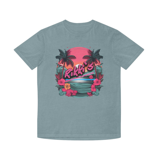 T-Shirt - Rikki's Cafe Logo Floral Tropical Vibe Unisex Faded Shirt