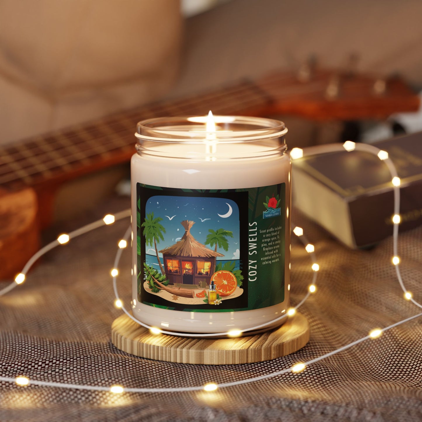 Soy Candle, Cozy Swells Scented 9oz - Island Hut Vibes