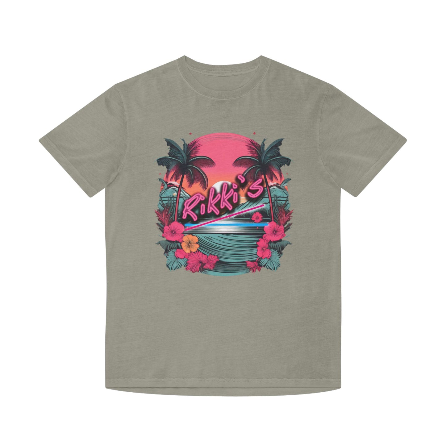 T-Shirt - Rikki's Cafe Logo Floral Tropical Vibe Unisex Faded Shirt