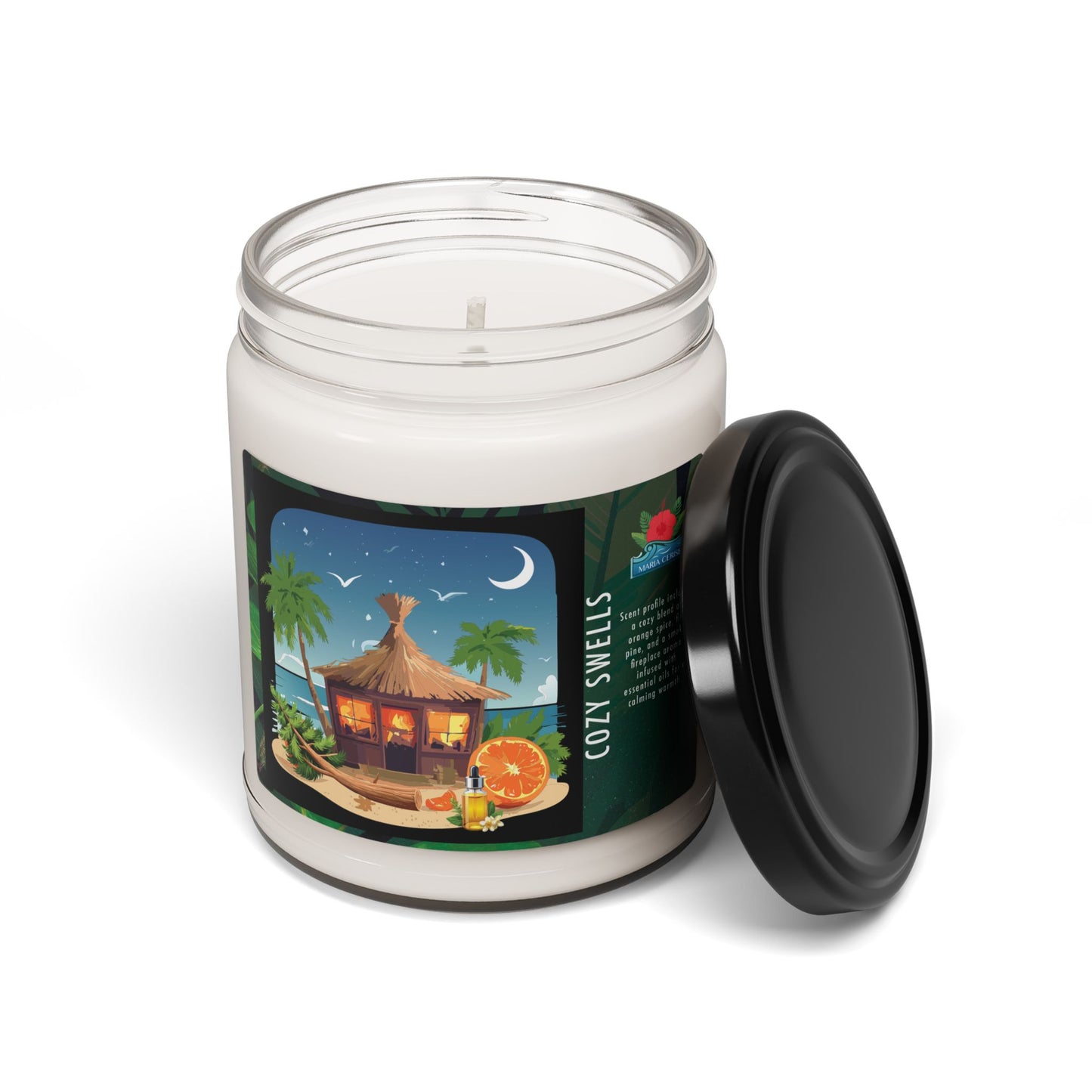 Soy Candle, Cozy Swells Scented 9oz - Island Hut Vibes